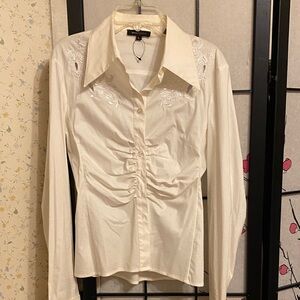 BCBGMaxAzria Cream Button Down Shirt